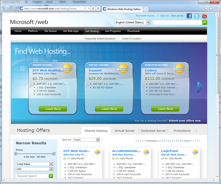 asp net 3 web windows hosting