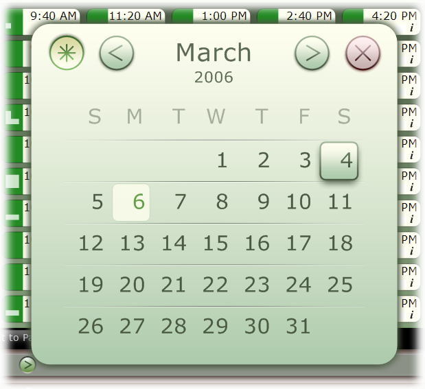 Vector Graphics Calendar Control