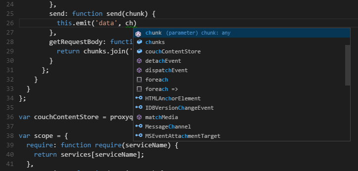 IntelliSense works well. IntelliSense works well.