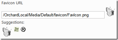 The site settings for favicon
