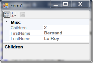 PropertyGrid displaying a dynamic object. PropertyGrid displaying a dynamic object.
