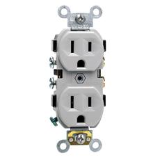 Commercial Duplex Receptacle 15 Amp 125v, Gray